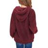 Haloumoning Girls Fuzzy Fleece Pullover Hoodies Sweatshirt Casual Loose Outwear Coat with Pockets 4-15 Years(C-wine Red)