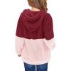 Haloumoning Girls Fuzzy Fleece Pullover Hoodies Sweatshirt Casual Loose Outwear Coat with Pockets 4-15 Years(Red&pink)