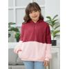 Haloumoning Girls Fuzzy Fleece Pullover Hoodies Sweatshirt Casual Loose Outwear Coat with Pockets 4-15 Years(Red&pink)