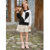 Haloumoning Girls Heart Sweater Kids Cute Color Block Knit Sweaters 7-14 Years(Black)
