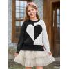 Haloumoning Girls Heart Sweater Kids Cute Color Block Knit Sweaters 7-14 Years(Black)