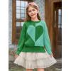 Haloumoning Girls Heart Sweater Kids Cute Color Block Knit Sweaters 7-14 Years(Green)