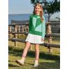 Haloumoning Girls Heart Sweater Kids Cute Color Block Knit Sweaters 7-14 Years(Green)