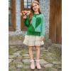 Haloumoning Girls Heart Sweater Kids Cute Color Block Knit Sweaters 7-14 Years(Green)