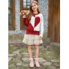 Haloumoning Girls Heart Sweater Kids Cute Color Block Knit Sweaters 7-14 Years(Red)