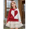 Haloumoning Girls Heart Sweater Kids Cute Color Block Knit Sweaters 7-14 Years(Red)