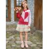 Haloumoning Girls Heart Sweater Kids Cute Color Block Knit Sweaters 7-14 Years(Red Pink)