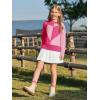 Haloumoning Girls Heart Sweater Kids Cute Color Block Knit Sweaters 7-14 Years(Rose Red)