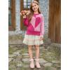 Haloumoning Girls Heart Sweater Kids Cute Color Block Knit Sweaters 7-14 Years(Rose Red)