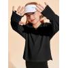Haloumoning Girls Oversized Long Sleeve T Shirts Kids Casual V Neck Cute Tops Basic Tees with Thumb Holes 4-14Y(Black)