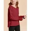 Haloumoning Girls Oversized Long Sleeve T Shirts Kids Casual V Neck Cute Tops Basic Tees with Thumb Holes 4-14Y(Burgundy)