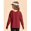 Haloumoning Girls Oversized Long Sleeve T Shirts Kids Casual V Neck Cute Tops Basic Tees with Thumb Holes 4-14Y(Burgundy)