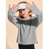 Haloumoning Girls Oversized Long Sleeve T Shirts Kids Casual V Neck Cute Tops Basic Tees with Thumb Holes 4-14Y(Grey)