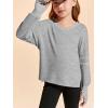 Haloumoning Girls Oversized Long Sleeve T Shirts Kids Casual V Neck Cute Tops Basic Tees with Thumb Holes 4-14Y(Grey)