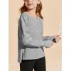 Haloumoning Girls Oversized Long Sleeve T Shirts Kids Casual V Neck Cute Tops Basic Tees with Thumb Holes 4-14Y(Grey)