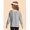 Haloumoning Girls Oversized Long Sleeve T Shirts Kids Casual V Neck Cute Tops Basic Tees with Thumb Holes 4-14Y(Grey)