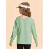 Haloumoning Girls Oversized Long Sleeve T Shirts Kids Casual V Neck Cute Tops Basic Tees with Thumb Holes 4-14Y(Light Green)