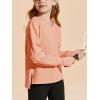 Haloumoning Girls Oversized Long Sleeve T Shirts Kids Casual V Neck Cute Tops Basic Tees with Thumb Holes 4-14Y(Orange)