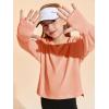 Haloumoning Girls Oversized Long Sleeve T Shirts Kids Casual V Neck Cute Tops Basic Tees with Thumb Holes 4-14Y(Orange)