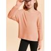 Haloumoning Girls Oversized Long Sleeve T Shirts Kids Casual V Neck Cute Tops Basic Tees with Thumb Holes 4-14Y(Orange)