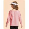 Haloumoning Girls Oversized Long Sleeve T Shirts Kids Casual V Neck Cute Tops Basic Tees with Thumb Holes 4-14Y(Pink)