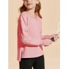 Haloumoning Girls Oversized Long Sleeve T Shirts Kids Casual V Neck Cute Tops Basic Tees with Thumb Holes 4-14Y(Pink)
