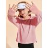 Haloumoning Girls Oversized Long Sleeve T Shirts Kids Casual V Neck Cute Tops Basic Tees with Thumb Holes 4-14Y(Pink)