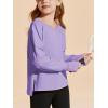 Haloumoning Girls Oversized Long Sleeve T Shirts Kids Casual V Neck Cute Tops Basic Tees with Thumb Holes 4-14Y(Purple)