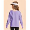 Haloumoning Girls Oversized Long Sleeve T Shirts Kids Casual V Neck Cute Tops Basic Tees with Thumb Holes 4-14Y(Purple)
