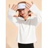 Haloumoning Girls Oversized Long Sleeve T Shirts Kids Casual V Neck Cute Tops Basic Tees with Thumb Holes 4-14Y(White)