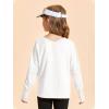 Haloumoning Girls Oversized Long Sleeve T Shirts Kids Casual V Neck Cute Tops Basic Tees with Thumb Holes 4-14Y(White)
