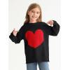 Haloumoning Girls Oversized Sweaters Kids Fashion Heart Batwing Sleeve Ribbed Knit Side Slit Pullover Tops(Black)