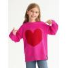 Haloumoning Girls Oversized Sweaters Kids Fashion Heart Batwing Sleeve Ribbed Knit Side Slit Pullover Tops(Hot Pink)