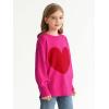 Haloumoning Girls Oversized Sweaters Kids Fashion Heart Batwing Sleeve Ribbed Knit Side Slit Pullover Tops(Hot Pink)