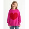 Haloumoning Girls Oversized Sweaters Kids Fashion Heart Batwing Sleeve Ribbed Knit Side Slit Pullover Tops(Hot Pink)