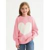 Haloumoning Girls Oversized Sweaters Kids Fashion Heart Batwing Sleeve Ribbed Knit Side Slit Pullover Tops(Light Pink)