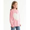 Haloumoning Girls Oversized Sweaters Kids Fashion Heart Batwing Sleeve Ribbed Knit Side Slit Pullover Tops(Light Pink)