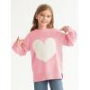 Haloumoning Girls Oversized Sweaters Kids Fashion Heart Batwing Sleeve Ribbed Knit Side Slit Pullover Tops(Light Pink)