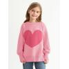 Haloumoning Girls Oversized Sweaters Kids Fashion Heart Batwing Sleeve Ribbed Knit Side Slit Pullover Tops(Pink)