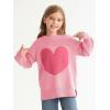 Haloumoning Girls Oversized Sweaters Kids Fashion Heart Batwing Sleeve Ribbed Knit Side Slit Pullover Tops(Pink)