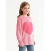 Haloumoning Girls Oversized Sweaters Kids Fashion Heart Batwing Sleeve Ribbed Knit Side Slit Pullover Tops(Pink)