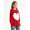 Haloumoning Girls Oversized Sweaters Kids Fashion Heart Batwing Sleeve Ribbed Knit Side Slit Pullover Tops(Red)