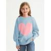 Haloumoning Girls Oversized Sweaters Kids Fashion Heart Batwing Sleeve Ribbed Knit Side Slit Pullover Tops(Sky Blue)