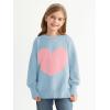 Haloumoning Girls Oversized Sweaters Kids Fashion Heart Batwing Sleeve Ribbed Knit Side Slit Pullover Tops(Sky Blue)