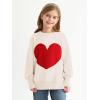 Haloumoning Girls Oversized Sweaters Kids Fashion Heart Batwing Sleeve Ribbed Knit Side Slit Pullover Tops(White)
