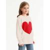 Haloumoning Girls Oversized Sweaters Kids Fashion Heart Batwing Sleeve Ribbed Knit Side Slit Pullover Tops(White)