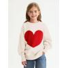 Haloumoning Girls Oversized Sweaters Kids Fashion Heart Batwing Sleeve Ribbed Knit Side Slit Pullover Tops(White)