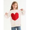 Haloumoning Girls Oversized Sweaters Kids Fashion Heart Batwing Sleeve Ribbed Knit Side Slit Pullover Tops(White)