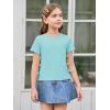 Haloumoning Girls Short Sleeve Shirts Kids Summer Casual Side Bow Knit Tops Tees 5-14 Years(Blue)