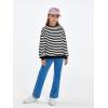 Haloumoning Girls Striped Crewneck Sweatshirt Kids Long Sleeve Oversized Fashion Pullover Tops Fall Clothes 5-14 Years(Black)